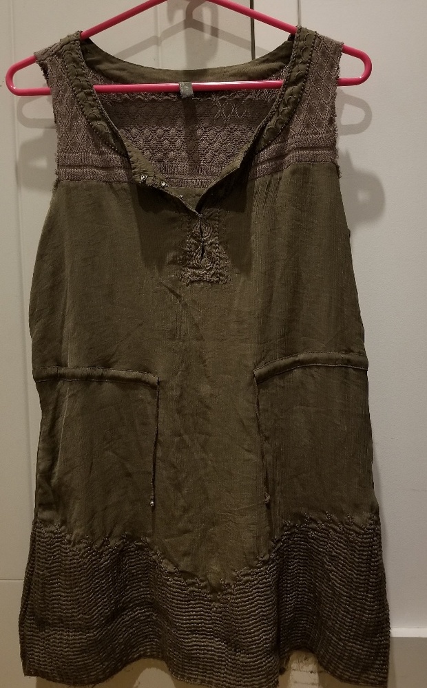 Free people dark olive multi textured tank